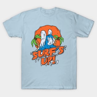 Surf's Up Surfing Ocean Waves Palm Tree Retro Design T-Shirt